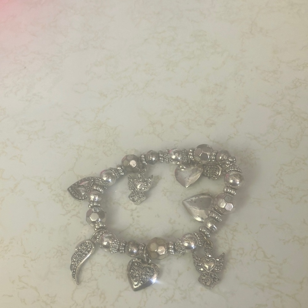 Stretch Silver Charm Bracelet